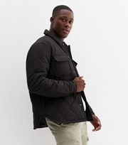 New Look Black Quilted Collared Pocket Front Overshirt